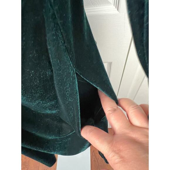 Vince Camuto Size 6 Twist Front Long Sleeve Velvet Dress Jewel Green Wicked - Picture 5 of 8